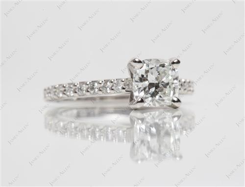 Platinum 1.01 Cushion cut Engagement Ring With Sidestones