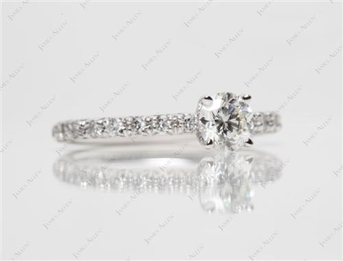 White Gold 0.55 Round cut Pave Engagement Rings
