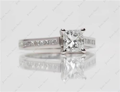 Platinum 0.85 Princess cut Diamond Channel Ring