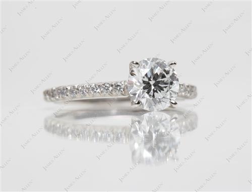 Platinum 1.05 Round cut Engagement Rings Pave