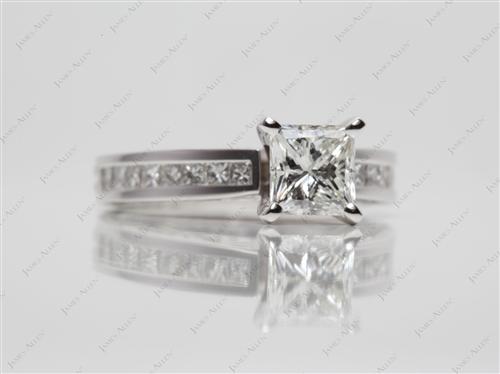 White Gold 1.03 Princess cut Channel Set Diamond Engagement Ring