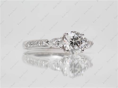 White Gold 1.20 Round cut Engagement Rings Side Stones