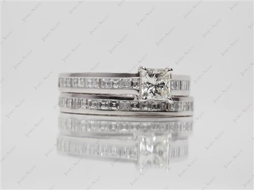White Gold 0.56 Princess cut Channel Set Diamond Engagement Rings