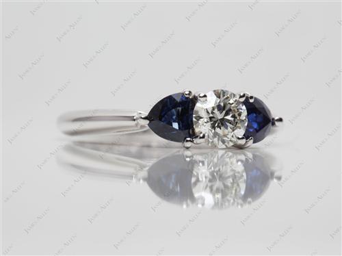 White Gold 0.57 Round cut Emerald Diamond Rings