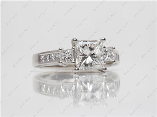 Platinum 1.59 Princess cut Engagement Ring With Sidestones