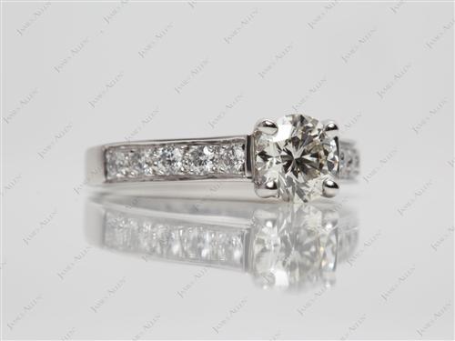 Platinum 0.83 Round cut Micro Pave Engagement Rings
