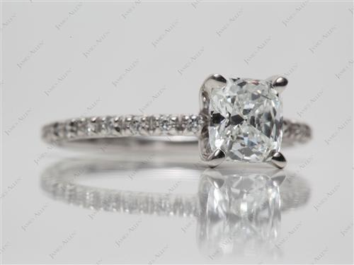 Platinum 1.01 Cushion cut Micro Pave Engagement Rings