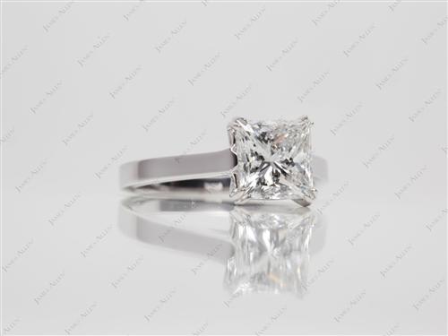 White Gold 1.87 Princess cut Solitaire Engagement Ring