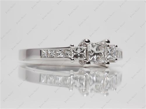 White Gold 0.54 Princess cut Princess Cut Engagement Rings With Side Stones