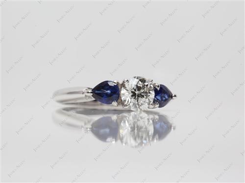 White Gold 0.66 Round cut Sapphire Engagement Rings