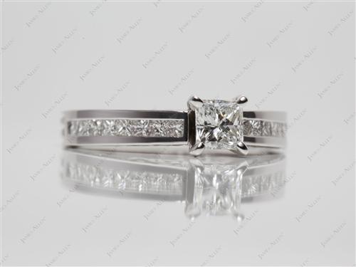 White Gold 0.53 Princess cut Channel Engagement Rings