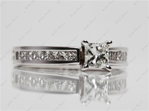 White Gold 0.50 Princess cut Diamond Wedding Sets