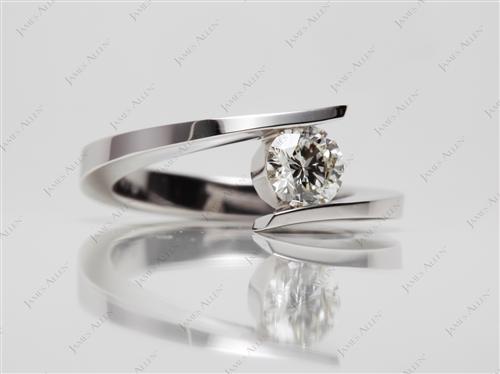 White Gold 0.50 Round cut Solitaire Engagement Rings