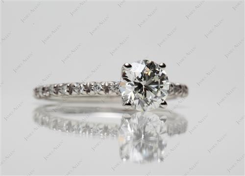 Platinum 0.81 Round cut Pave Engagement Rings
