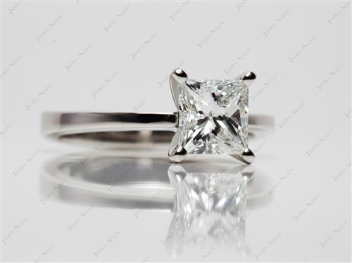 Platinum 1.25 Princess cut Diamond Solitaire Rings