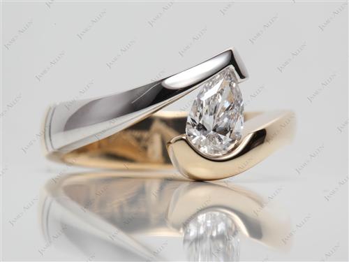 White Gold 0.74 Pear shaped Tension Setting Engagement Rings