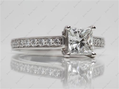 Platinum 1.06 Princess cut Pave Ring Setting