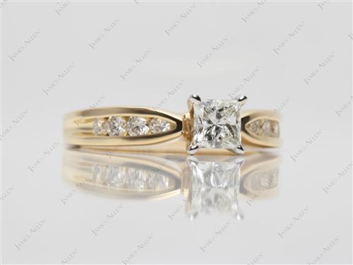 Gold 0.51 Princess cut Channel Engagement Rings