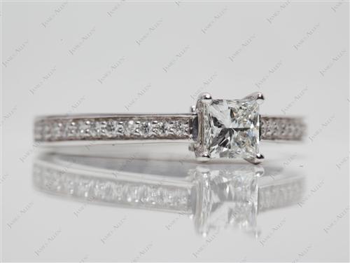 White Gold 0.50 Princess cut Pave Ring Set