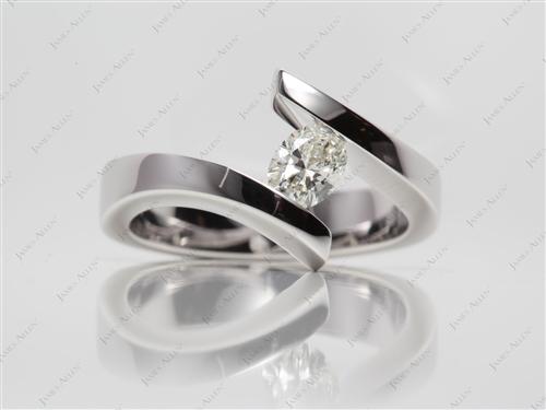 White Gold 0.70 Oval cut Diamond Tension Rings