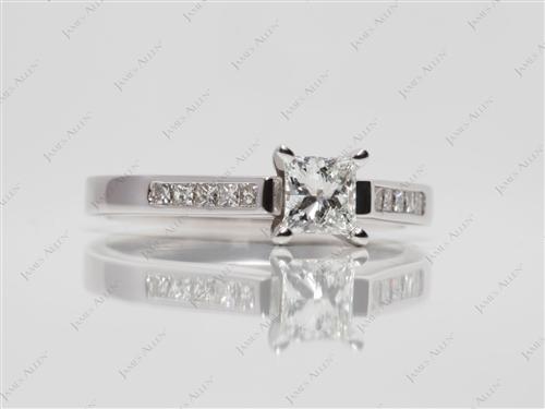 White Gold 0.51 Princess cut Channel Set Diamond Ring