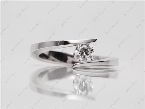 White Gold 0.36 Round cut Solitaire Diamond Ring