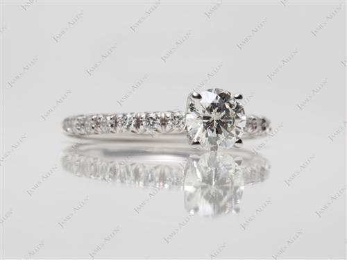White Gold 0.70 Round cut Pave Ring