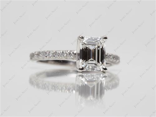 Platinum 1.20 Emerald cut Pave Diamond Engagement Ring