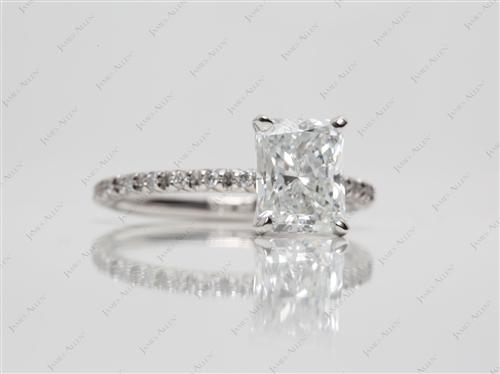 Platinum 1.80 Radiant cut Pave Setting Rings