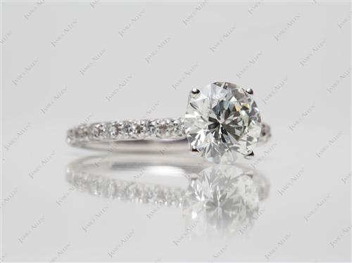 White Gold 1.80 Round cut Pave Engagement Rings