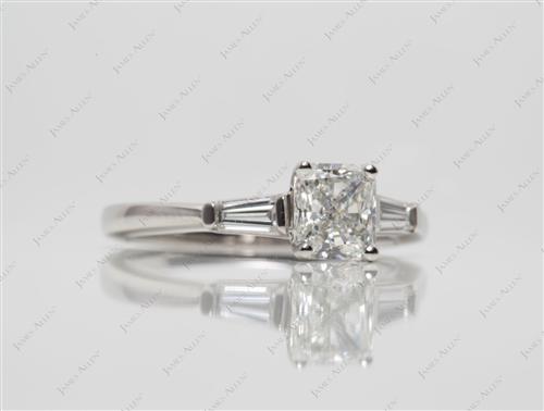 Platinum 1.16 Radiant cut Side Stone Engagement Ring