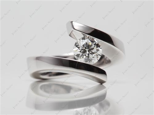 White Gold 0.75 Round cut Tension Set Engagement Rings