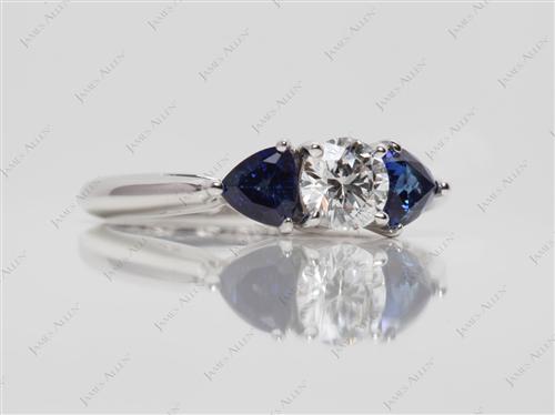 White Gold 0.52 Round cut Gemstone Diamond Ring