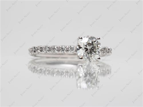Platinum 0.82 Round cut Pave Engagement Rings