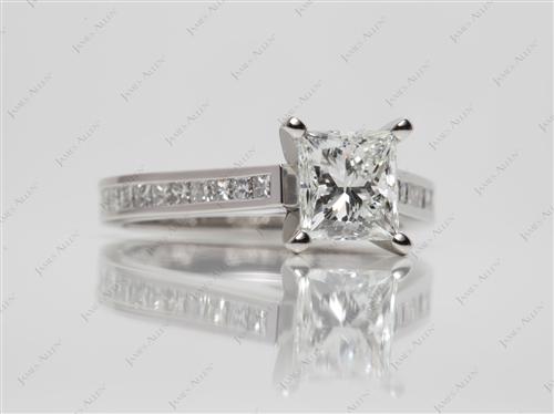 Platinum 1.40 Princess cut Channel Set Diamond Engagement Ring