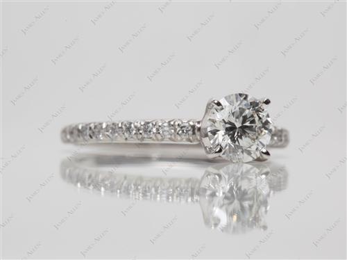 Platinum 0.75 Round cut Pave Diamond Engagement Rings