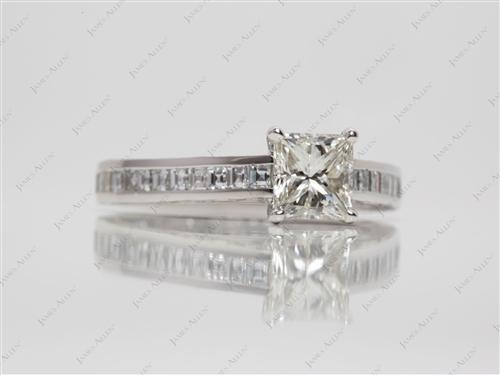 Platinum 1.01 Princess cut Channel Set Diamond Engagement Rings