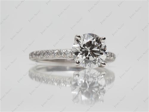 Platinum 1.33 Round cut Micro Pave Engagement Rings