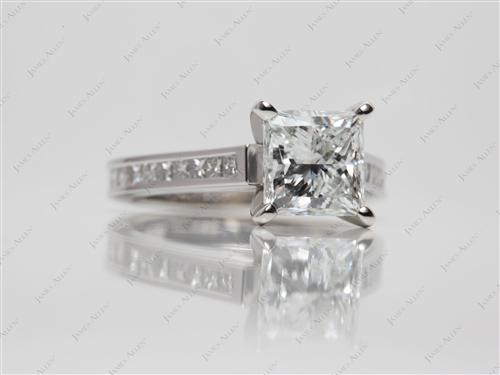 Platinum 2.02 Princess cut Channel Rings
