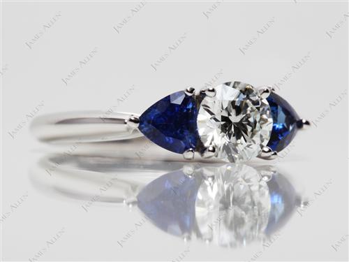 White Gold 0.80 Round cut Ruby Engagement Ring