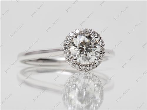 White Gold 0.70 Round cut Pave Setting Rings