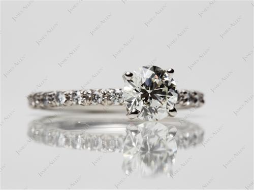 Platinum 0.92 Round cut Pave Ring Settings