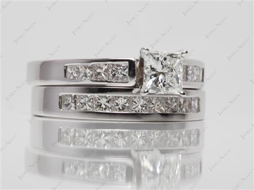 White Gold 0.73 Princess cut Wedding And Engagement Ring Sets