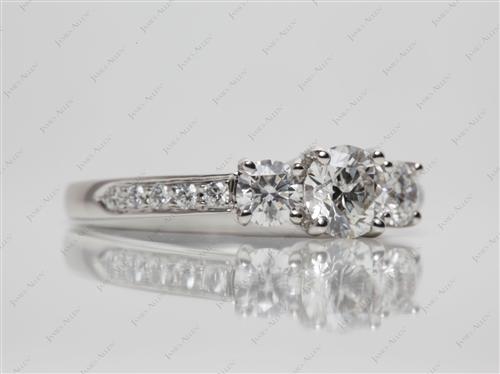 Platinum 0.75 Round cut Sidestone Engagement Ring