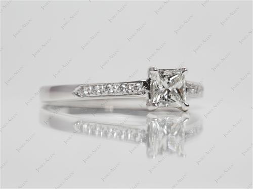 White Gold 0.52 Princess cut Pave Diamond Rings