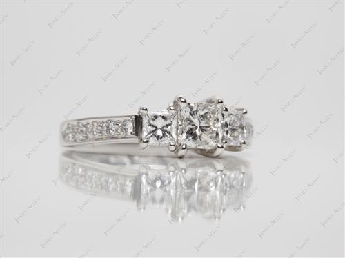 Platinum 0.51 Princess cut Engagement Ring Side Stones