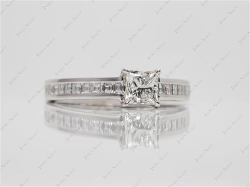 White Gold 0.50 Princess cut Diamond Channel Rings