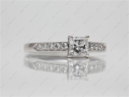 Platinum 0.58 Princess cut Pave Ring Setting