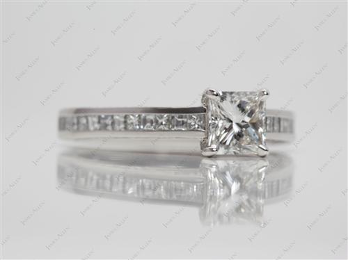 Platinum 1.01 Princess cut Channel Set Diamond Engagement Ring