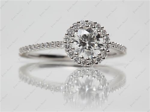 Platinum 1.00 Round cut Micro Pave Diamond Ring